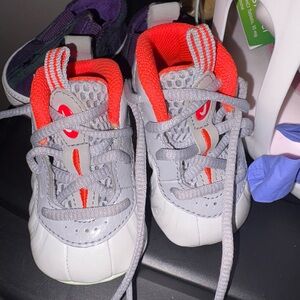 Kids Grey and Orange Sneakers